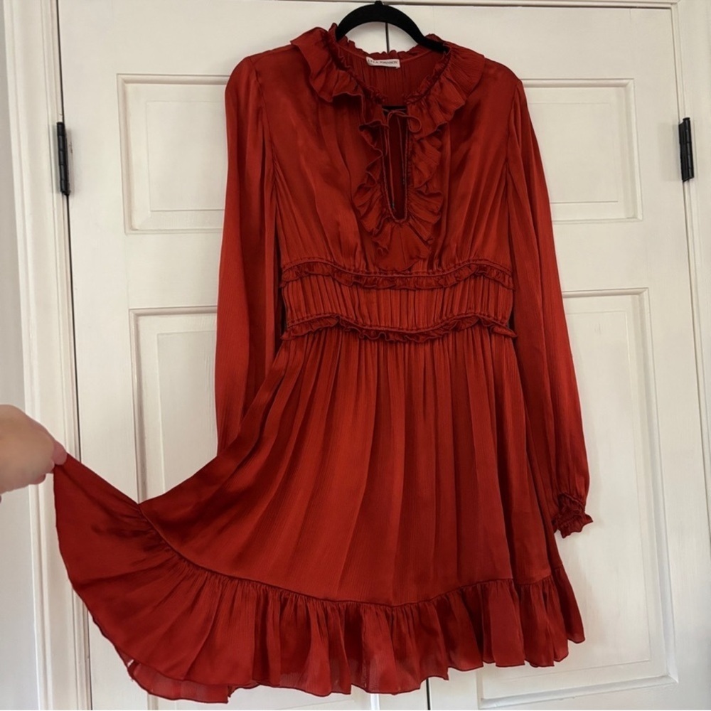 Ulla Johnson Callista Mini Dress in Rusted gold Crimson sz 4 - Picture 6 of 7